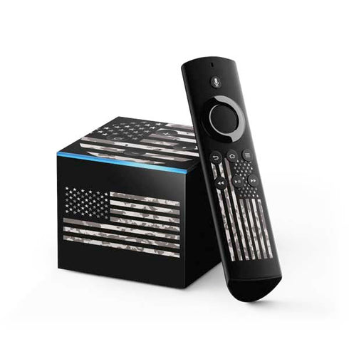 Black and White Camo American Flag Fire TV Cube Skin